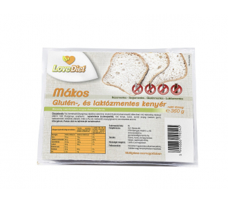 Love Diet Gluten Free Poppy Bread 350 g  (wheat-free, soy-free, egg-free)